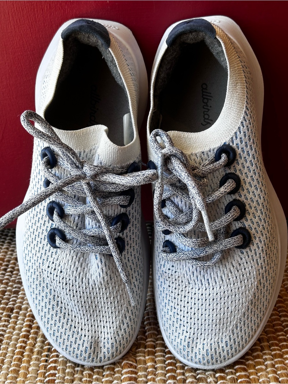 ALLBIRDS  s8.5wmn ‘Tree Dasher II’ Lt gray/navy knit sneakers-look NEW-MSRP $140